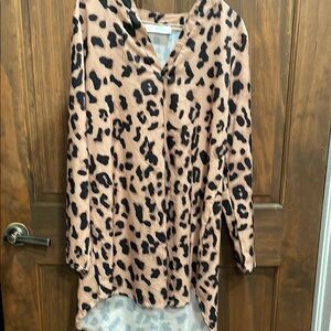 Leopard Print Long Sleeve Blouse